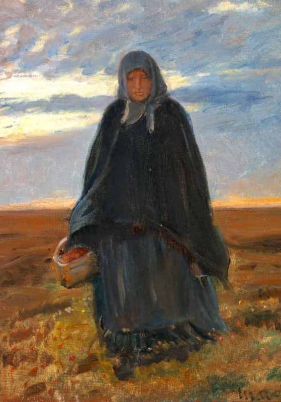 Ancher Anna Den Unge Anna Baltzer P Vej Hjem Over Heden I Solnedgang Med En Kurv Fyldt Med B R canvas print