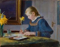 Ancher Anna En Akvarelmalerske 1896 مطبوعة على القماش