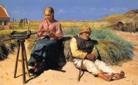 Ancher Anna Figures In A Landscape. Blind Kristian And Tine Among The Dunes