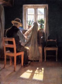 Ancher Anna Fisherman Kr N Wollesen Mending The Net 1886 طباعة على القماش