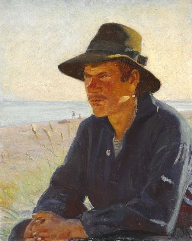 Ancher Anna Fisherman With Hat On Skagen Beach 1897 canvas print