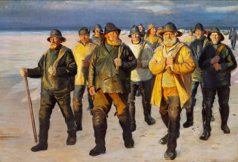 Ancher Anna Fishermen Homeward Bound From The Beach. Evening Sun canvas print