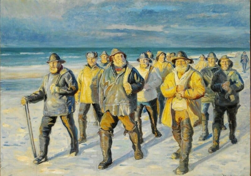 Ancher Anna Fishermen Homeward Bound From The Beach. Evening Sun 1 canvas print