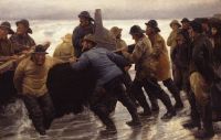 Ancher Anna Fischer starten ein Ruderboot