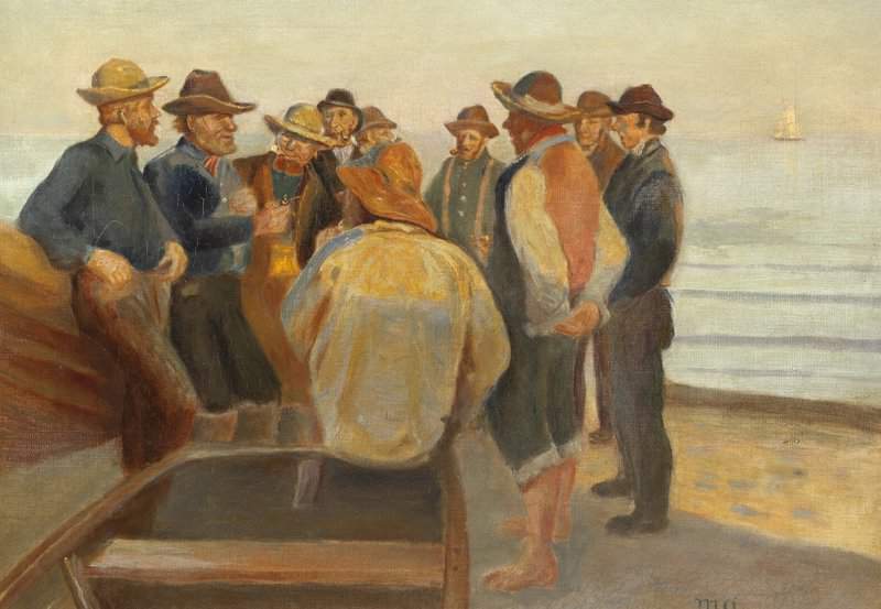 Ancher Anna Fishermen On The Beach At Skagen On A Quiet Summer Evening canvas print