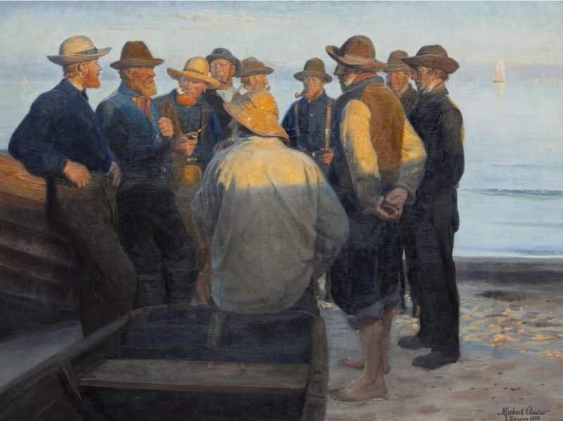 Ancher Anna Fishermen On The Beach On A Peaceful Summer S Night canvas print