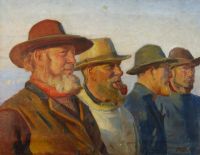 Ancher Anna أربعة صيادين في شمس المساء ربما على الشاطئ الشمالي