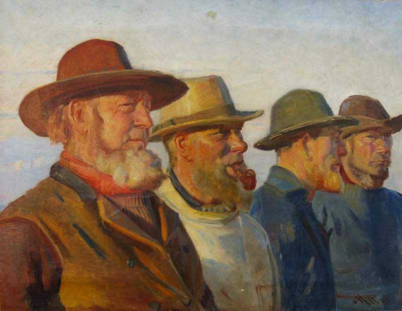 Ancher Anna Four Fishermen In The Evening Sun Probably On The North Beach canvas print