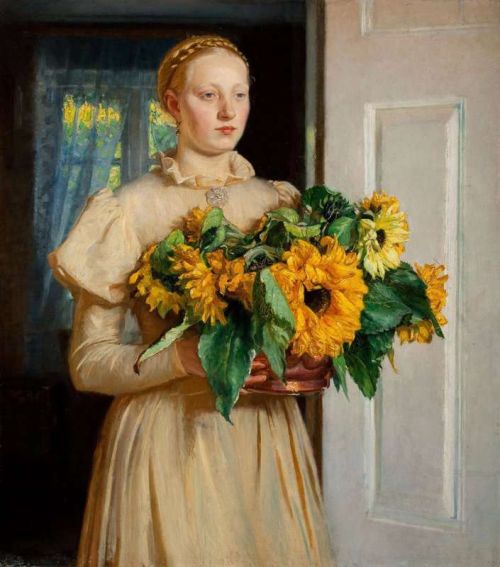 Ancher Anna Girl With Sunflowers canvas print