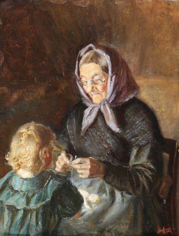 Ancher Anna Hanne Welle Med Barnebarn 1904 canvas print
