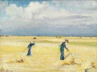Ancher Anna Harvest Scene Skagen طباعة قماشية