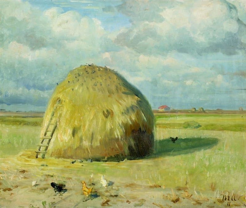 Ancher Anna Haystack With Birds On The Heath North Of Sterby canvas print