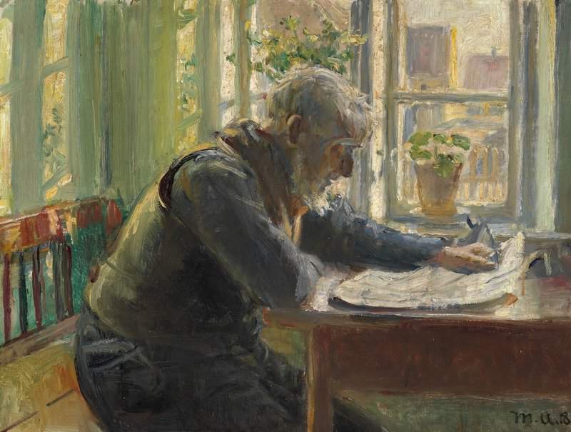 Ancher Anna Interior With A Man Reading The Newspaper 1918 canvas print