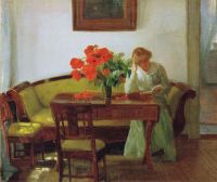 Ancher Anna Interieur mit roten Mohnblumen