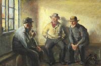 Ancher Anna Interior مع ثلاثة صيادين قدامى 1912