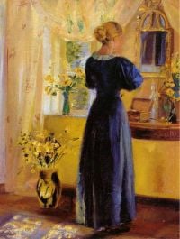 Ancher Anna Interior With Young Girl In Front Of A Mirror