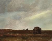 Ancher Anna Landscape مع طباعة قماشية Hay Stacks