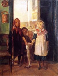Ancher Anna Little Girls With A Cod canvas print