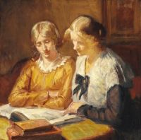 Ancher Anna Master Baker Saxild S Twins Ella and Engel 1917 طباعة على القماش