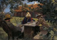 Ancher Anna Michael Ancher Helene Christensen und Anna Ancher In Br Ndum S Old Garden 1885
