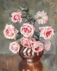 Ancher Anna Pink Roses In A Vase 1922 canvas print