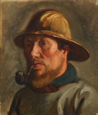 Ancher Anna Porträt eines Fischers, der seine Pfeife raucht