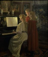 Ancher Anna Singing Children مطبوعة على القماش