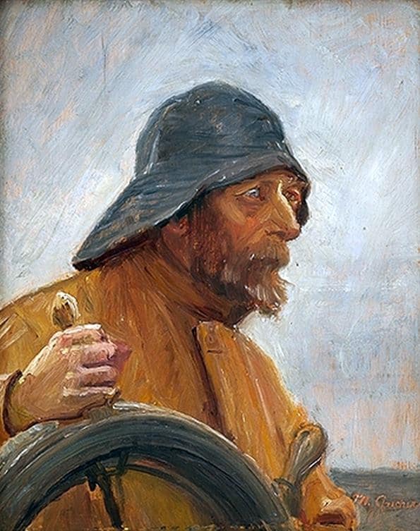 Ancher Anna Sj Mann Med Sydvest Til Rors canvas print