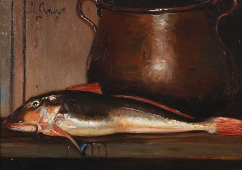 Ancher Anna Still Life With A Cod And A Copper Kettle On A Table canvas print