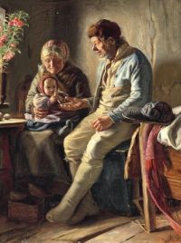 Ancher Anna Die Großeltern. Lars Gaihede mit seiner Frau und seinem Enkel