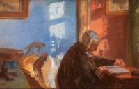 Ancher Anna, die Mutter des Malers, Frau Br Ndum, im blauen Wohnzimmer