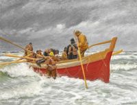 Ancher Anna das rote Rettungsboot verlässt