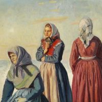 أنشر آنا ثلاث نساء. دراسة لواعظ علماني كاليفورنيا. 1876 ​​طباعة قماشية