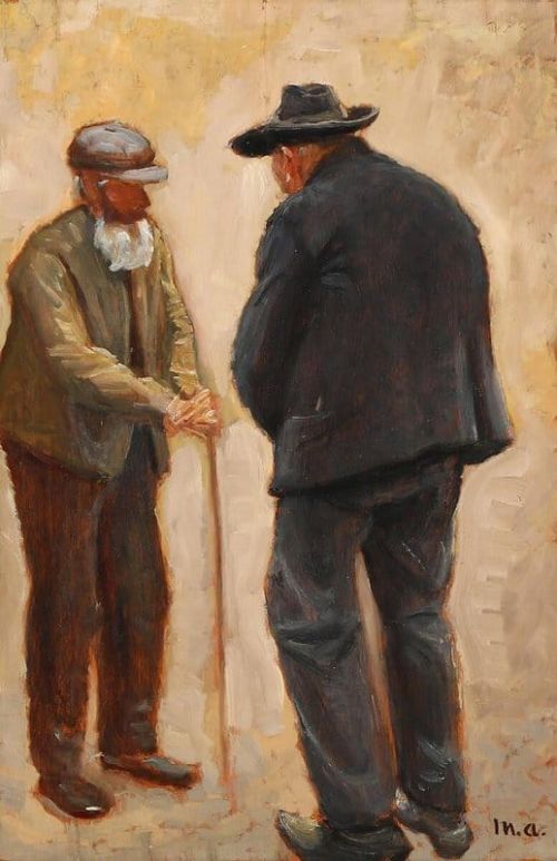Ancher Anna Two Elderly Men In Conversation canvas print