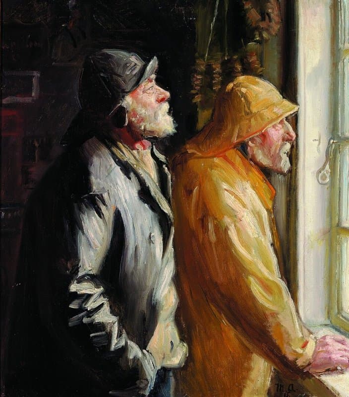 Ancher Anna Two Fishermen From Skagen At The Window In The Grocery canvas print