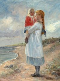 Ancher Anna Two Siblings On Skagen Beach طباعة قماشية