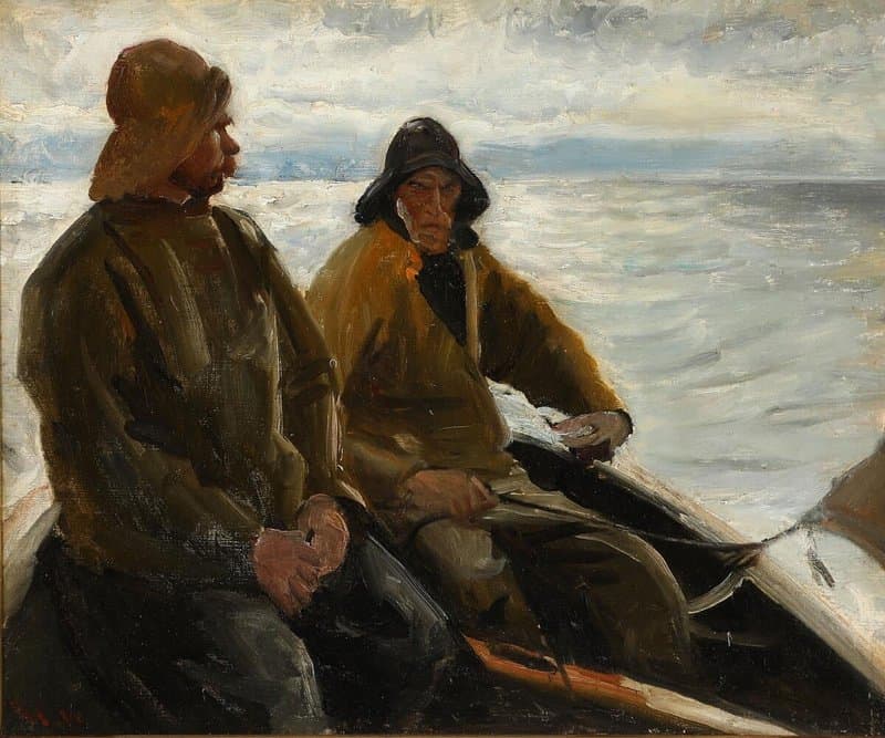 Ancher Anna Two Skagen Fishermen In A Rowing Boat At Dusk canvas print