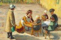 Ancher Anna Women And Children In A Sunlit Courtyard canvas print