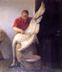 Ancher Anna junges Mädchen einen Schwan zupfen