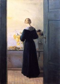 Ancher Anna امرأة شابة ترتيب الزهور كاليفورنيا 1885