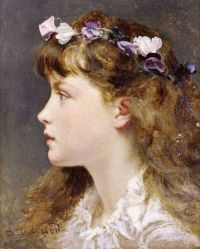 Anderson Sophie Gengembre A Young Girl With A Garland Of Flowers In Her Hair