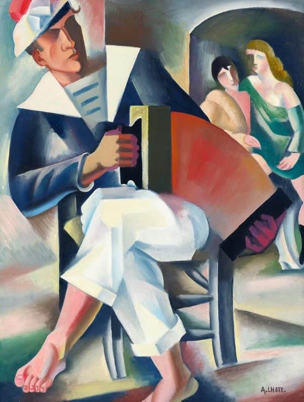 Tableaux sur toile, Andre Lhote Sailor With Concertina Ca의 재현. 1920년