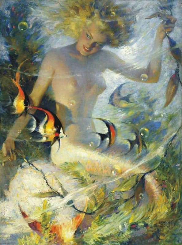 Tableaux sur toile, reproduction de Andrew Loomis Underwater Fantaisies 1946