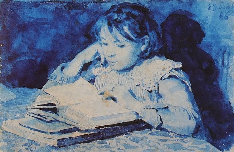 Anker Albert Brush And Pen In Blue Faience Colour canvas print