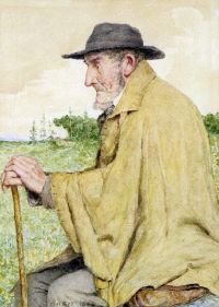 Anker Albert Sitzender Mann Mit Stock 1904 canvas print
