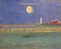 Anna Ancher Tarde de luna. Faro M Neskinsaften. Cuadro en lienzo Fyrt Rn 1904