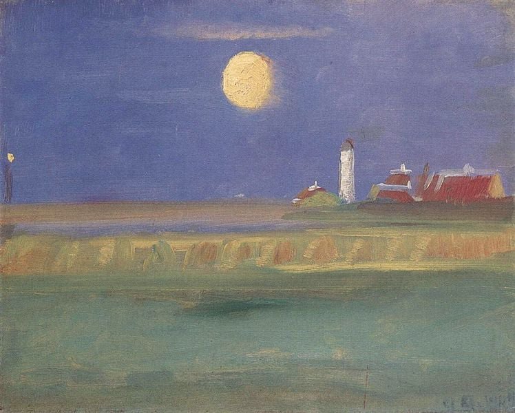 Tableaux sur toile, reproduction de Anna Ancher Moon Evening. Lighthouse M Neskinsaften. Fyrt Rn 1904