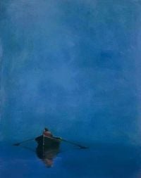 Anne Packard Rowboat On Blue 1976 canvas print