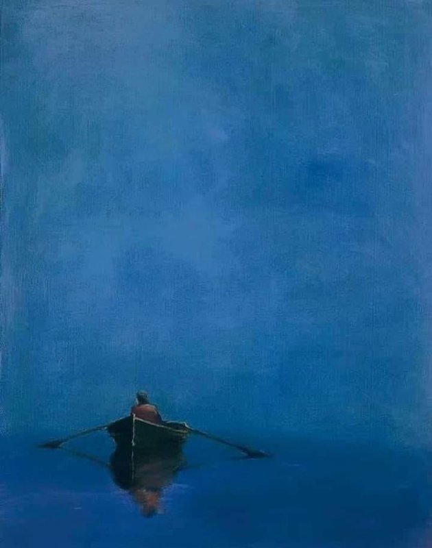 Tableaux sur toile, Reproduktion von Anne Packard Rowboat On Blue 1976