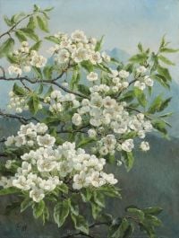 Anthonore Christensen A Flowering Pear Tree With The Alps In The Background 1891 canvas print